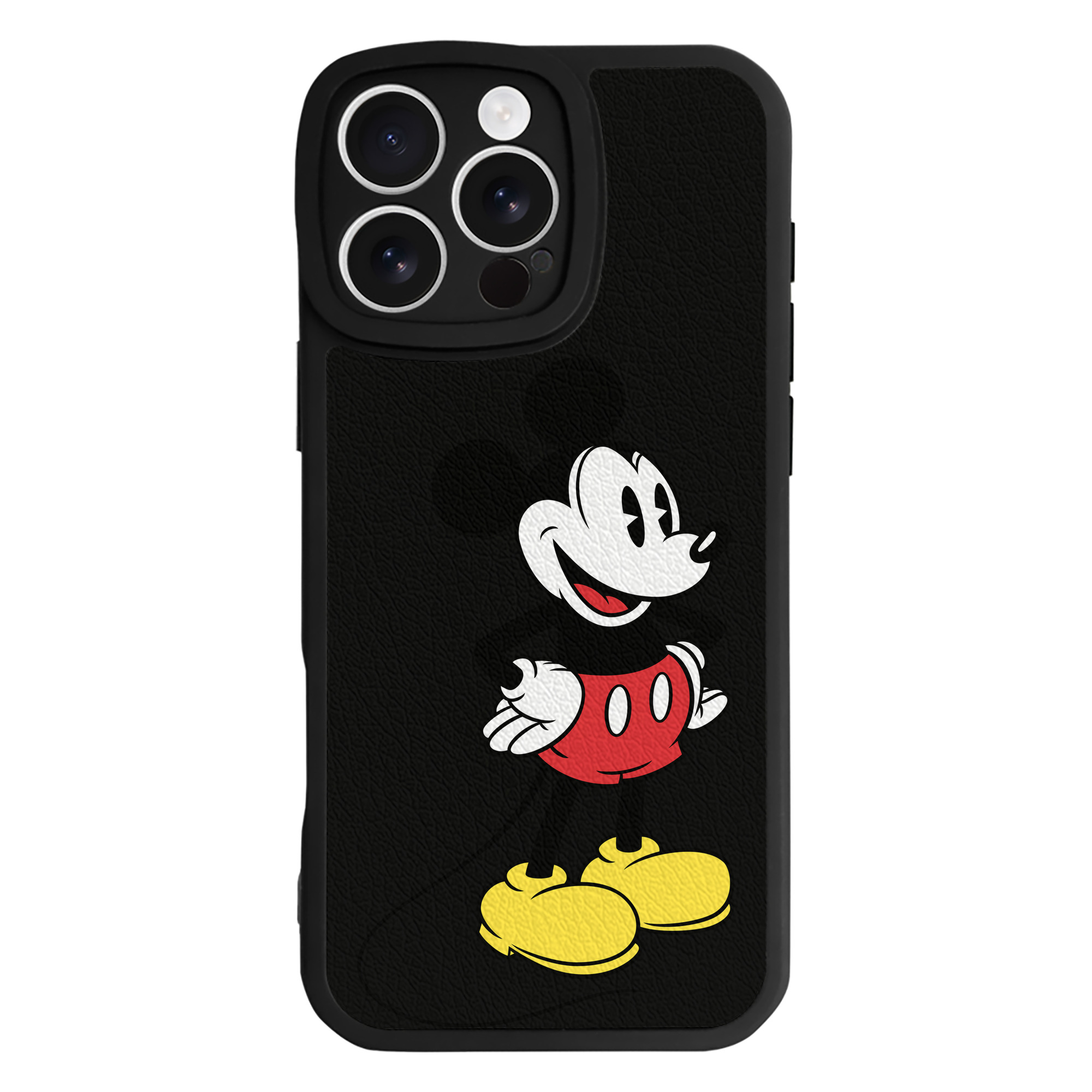 （画像用） ミッキーマウス Mickey Mouse 【iPhone 16シリーズ対応】シリコンスマホケース（レザー調） 材質：シリコン